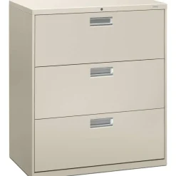 HON Brigade 600 36"W x 18"D Lateral 3-Drawer File Cabinet, Light Gray