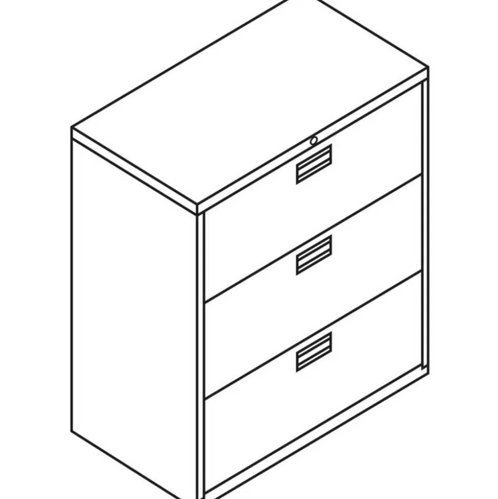 HON Brigade 600 36"W x 18"D Lateral 3-Drawer File Cabinet, Light Gray