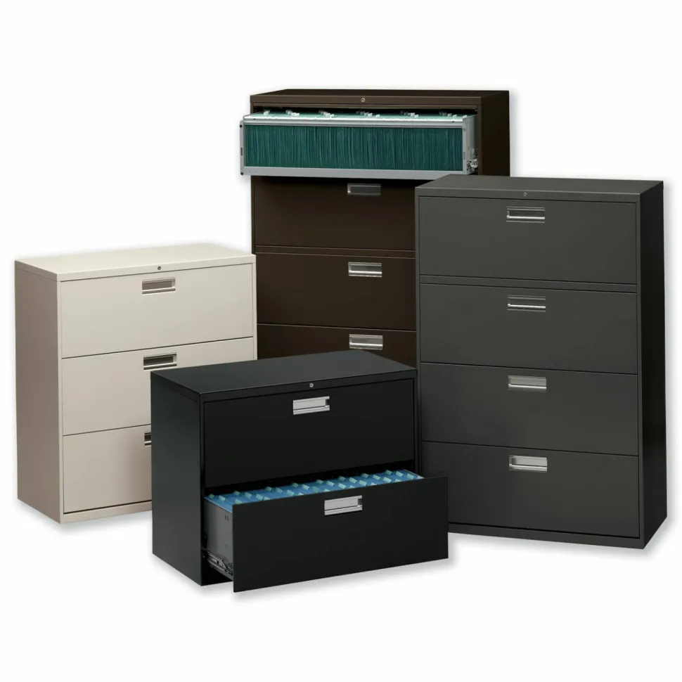 HON Brigade 600 36"W x 18"D Lateral 3-Drawer File Cabinet, Light Gray