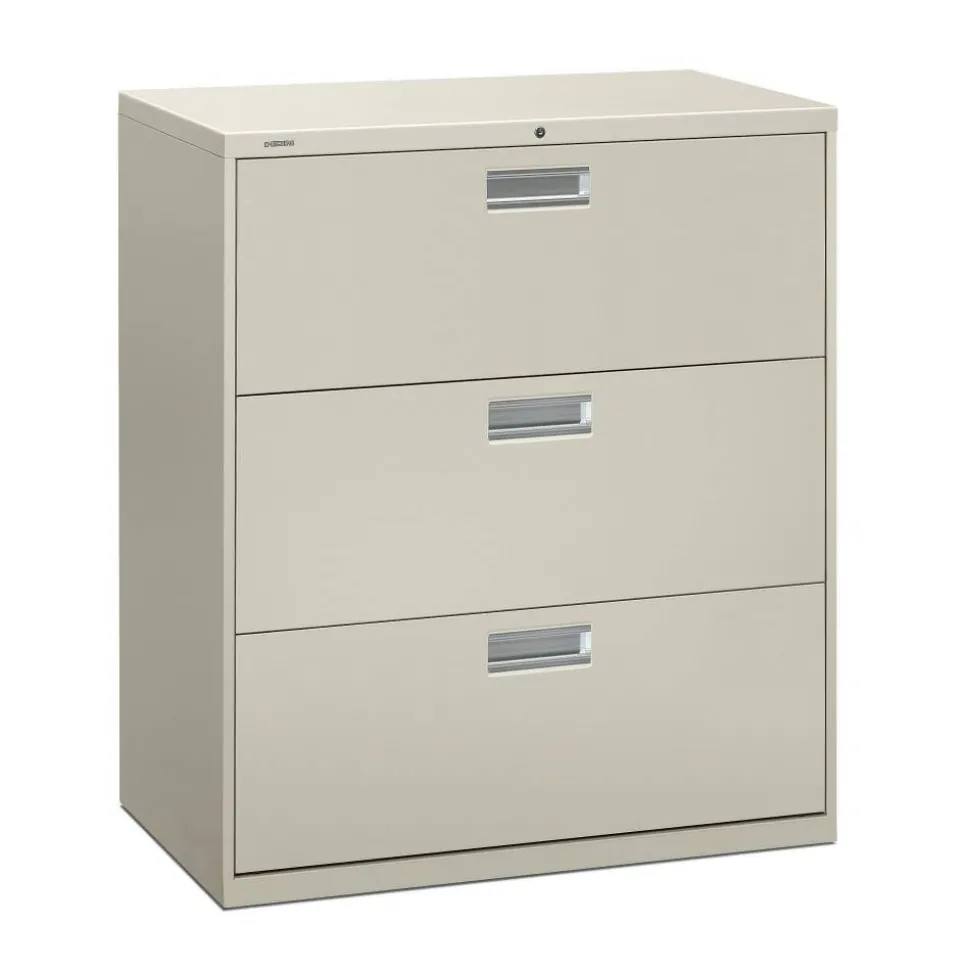HON Brigade 600 36"W x 18"D Lateral 3-Drawer File Cabinet, Light Gray