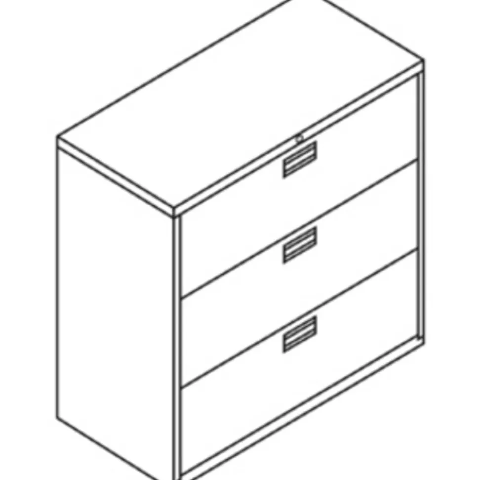 HON Brigade 600 42"W x 18"D Lateral 3-Drawer File Cabinet, Light Gray