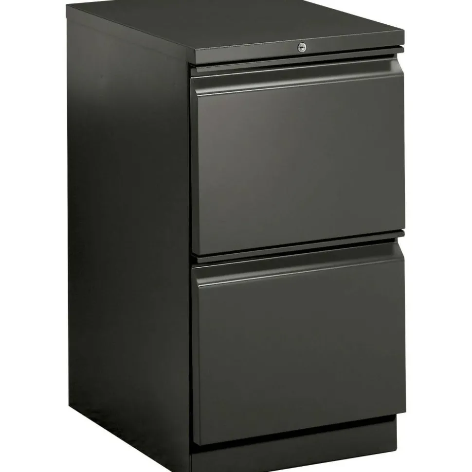 HON Brigade 15"W x 22-7/8"D Lateral 2-Drawer Mobile Pedestal File Cabinet, Charcoal