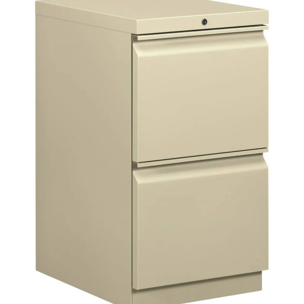 HON Brigade 15"W x 19-7/8"D Lateral 2-Drawer Mobile "R" Pull Pedestal File Cabinet, Putty