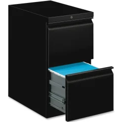 HON Brigade 15"W x 22-7/8"D Vertical 2-Drawer Mobile Pedestal File Cabinet, Black