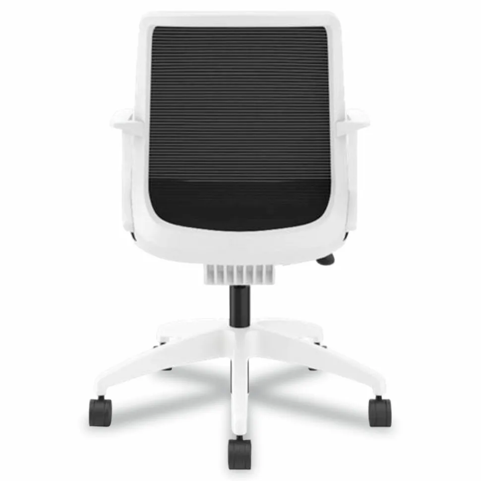 HON Cliq Office Chair, Supports Up to 300 lb, 17" to 22" Seat Height, Black Seat, Black Back, White Base