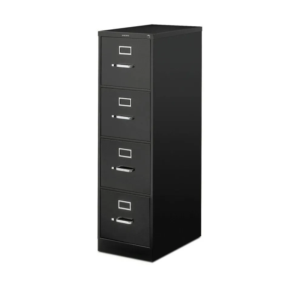 HON 510 25"D Vertical 4-Drawer File Cabinet, Black