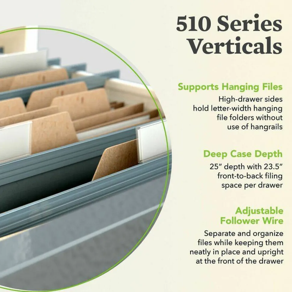 HON 510 25"D Vertical 4-Drawer File Cabinet, Putty