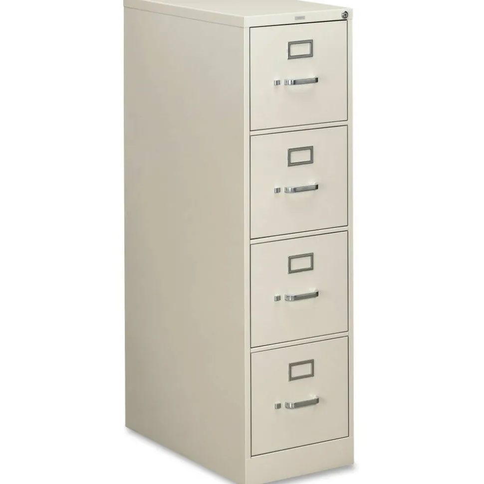 HON 310 26-1/2"D Vertical 4-Drawer Letter-Size File Cabinet, Light Gray