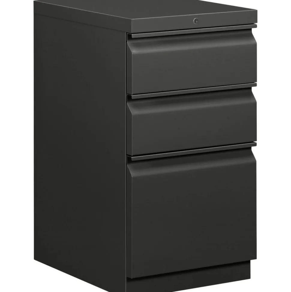 HON Efficiencies 19-7/8"D Vertical 3-Drawer Mobile Pedestal File Cabinet, Charcoal