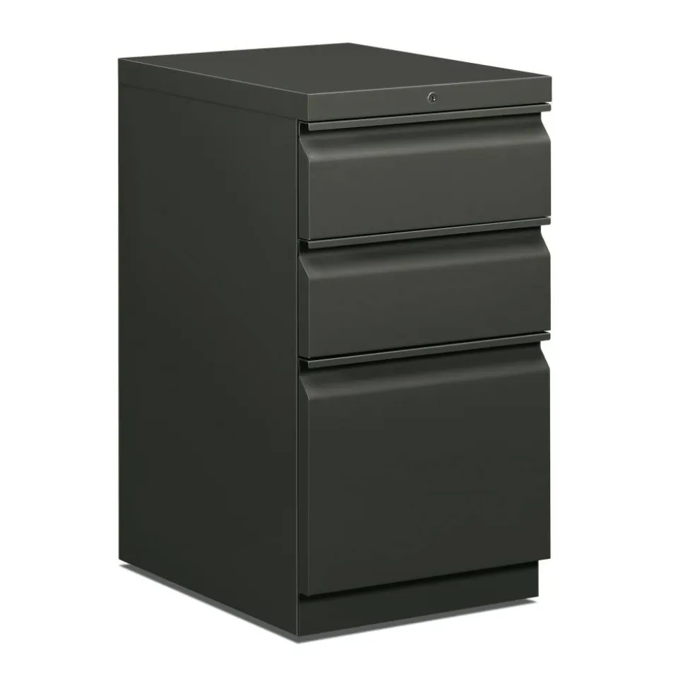 HON Efficiencies 19-7/8"D Vertical 3-Drawer Mobile Pedestal File Cabinet, Charcoal
