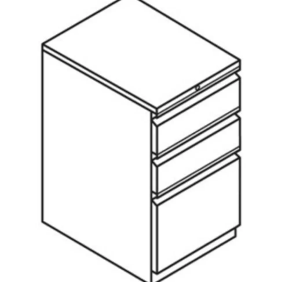 HON Efficiencies 22-7/8"D Vertical 3-Drawer Mobile Pedestal File Cabinet, Putty