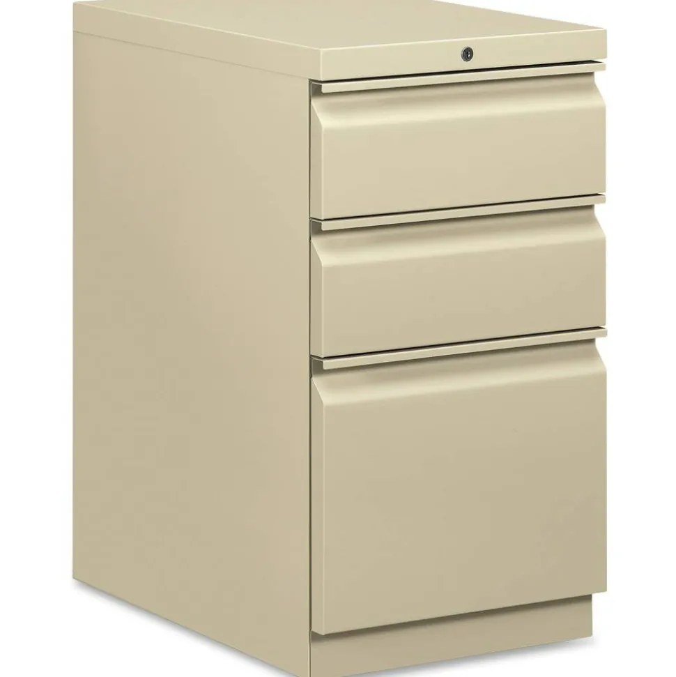 HON Efficiencies 22-7/8"D Vertical 3-Drawer Mobile Pedestal File Cabinet, Putty