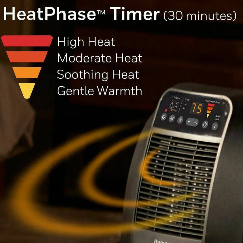 Honeywell Heat Genius Ceramic Portable Heater, 1,575 W, 5.6 x 10.2 x 17.3, Black