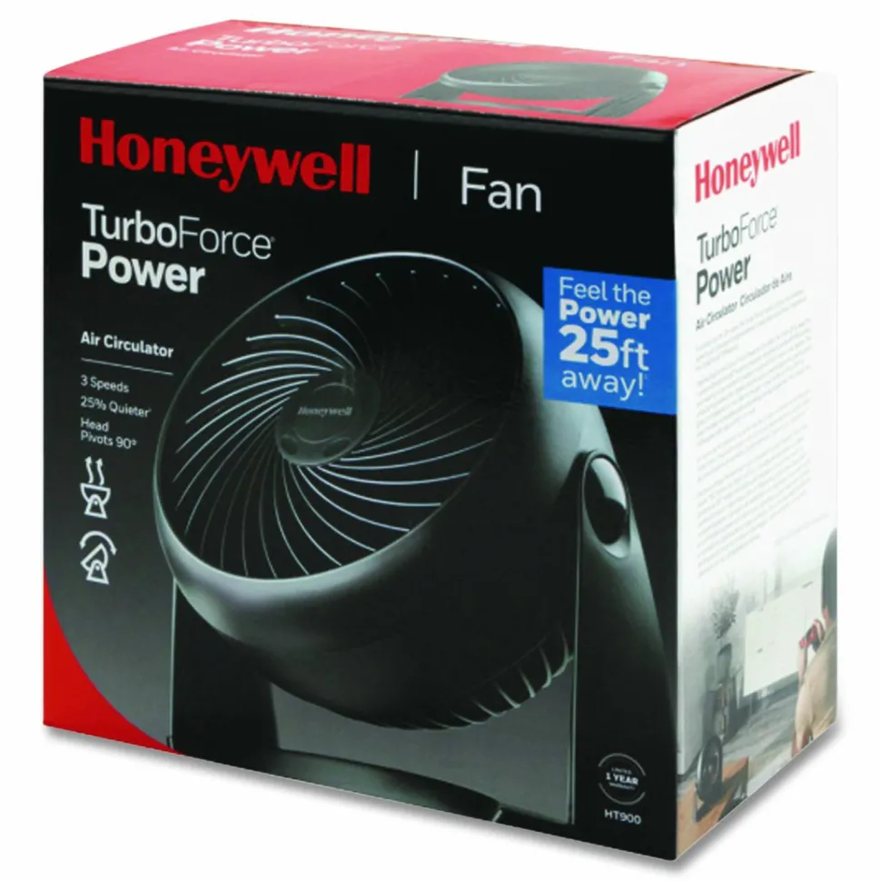 Honeywell HT-900 3-Speed Turbo Table Air Circulator Fan, 6" x 11" x 11", Black