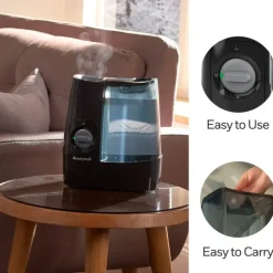 Honeywell HWM845 Warm Mist Humidifier - Warm Mist - 1 gal Tank - 520 Sq. ft. - Black