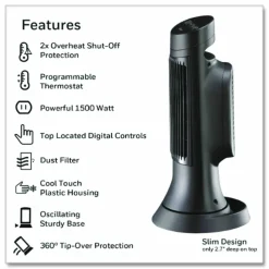 Honeywell 1,500-Watt Digital Ceramic Compact Tower Heater, Dark Gray