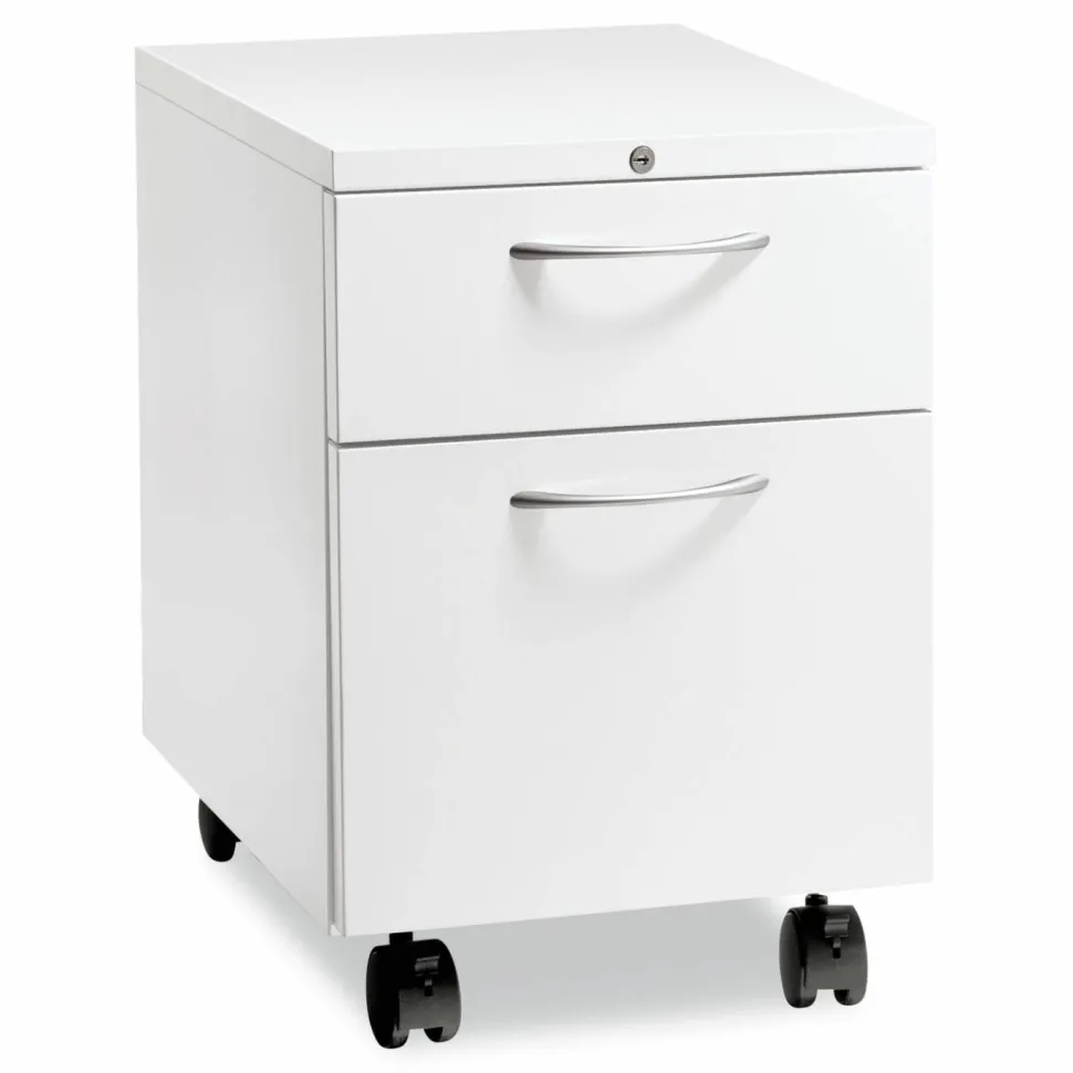 HON Flagship Mobile Pedestal, Left/Right, 2-Drawer: Box/File, Letter, White, 15 x 22.88 x 22