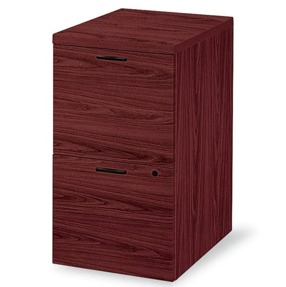 HON 10500 Full-Height 22-3/4"D Vertical 2-Drawer Mobile Pedestal Cabinet, Mahogany