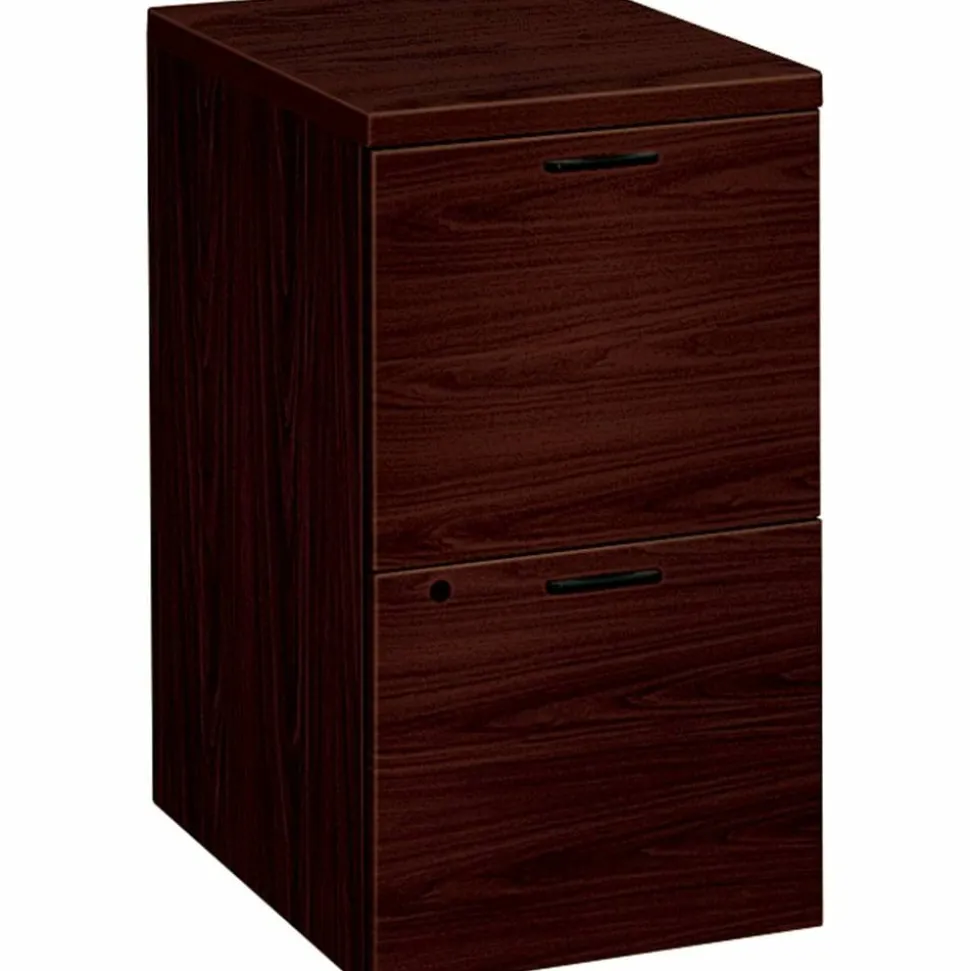 HON 10500 Full-Height 22-3/4"D Vertical 2-Drawer Mobile Pedestal Cabinet, Mahogany