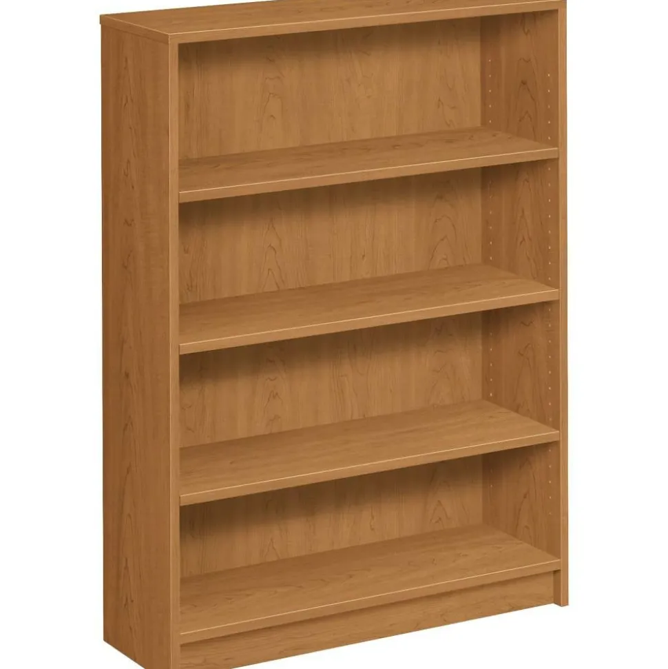HON 1870 49"H 4-Shelf (3 Adjustable) Bookcase, Harvest