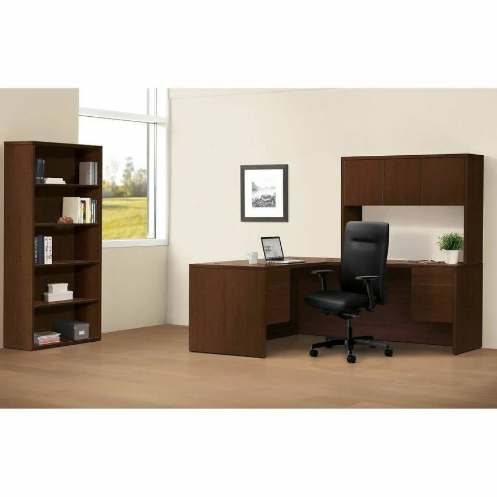 HON 10500 43"H 3-Shelf Bookcase With Fixed Shelves, Mahogany