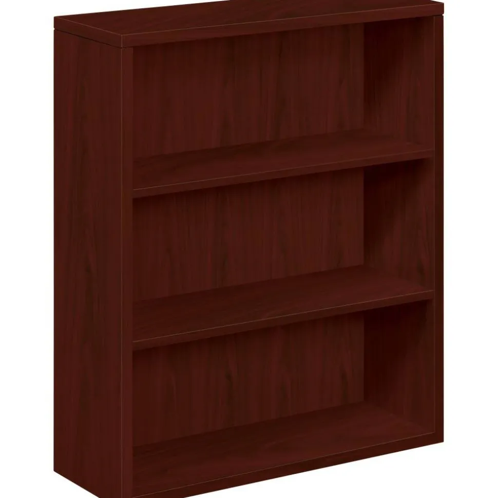 HON 10500 43"H 3-Shelf Bookcase With Fixed Shelves, Mahogany