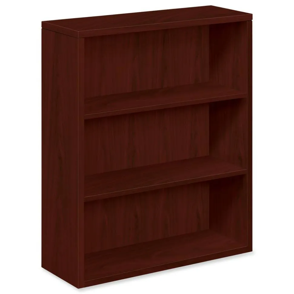 HON 10500 43"H 3-Shelf Bookcase With Fixed Shelves, Mahogany