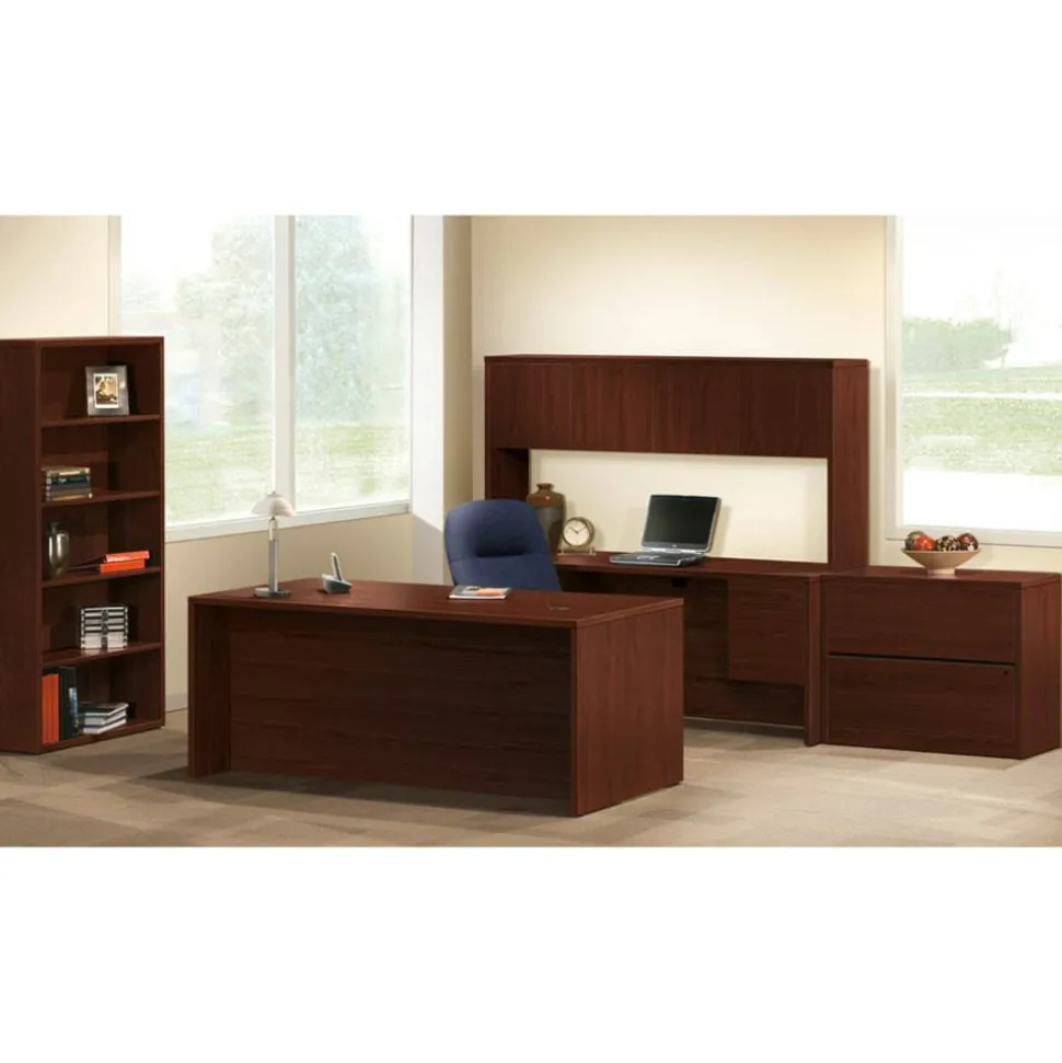 HON 10500 43"H 3-Shelf Bookcase With Fixed Shelves, Mahogany