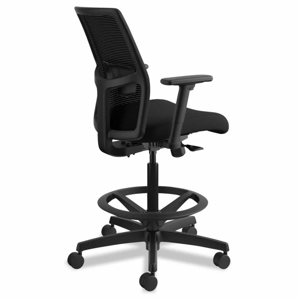 HON Ignition 2.0 Ilira Stretch Mesh Back Task Stool, Supports Up to 300 lb, 23" to 32" Seat Height, Black