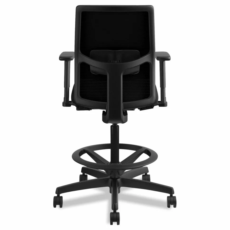 HON Ignition 2.0 Ilira Stretch Mesh Back Task Stool, Supports Up to 300 lb, 23" to 32" Seat Height, Black