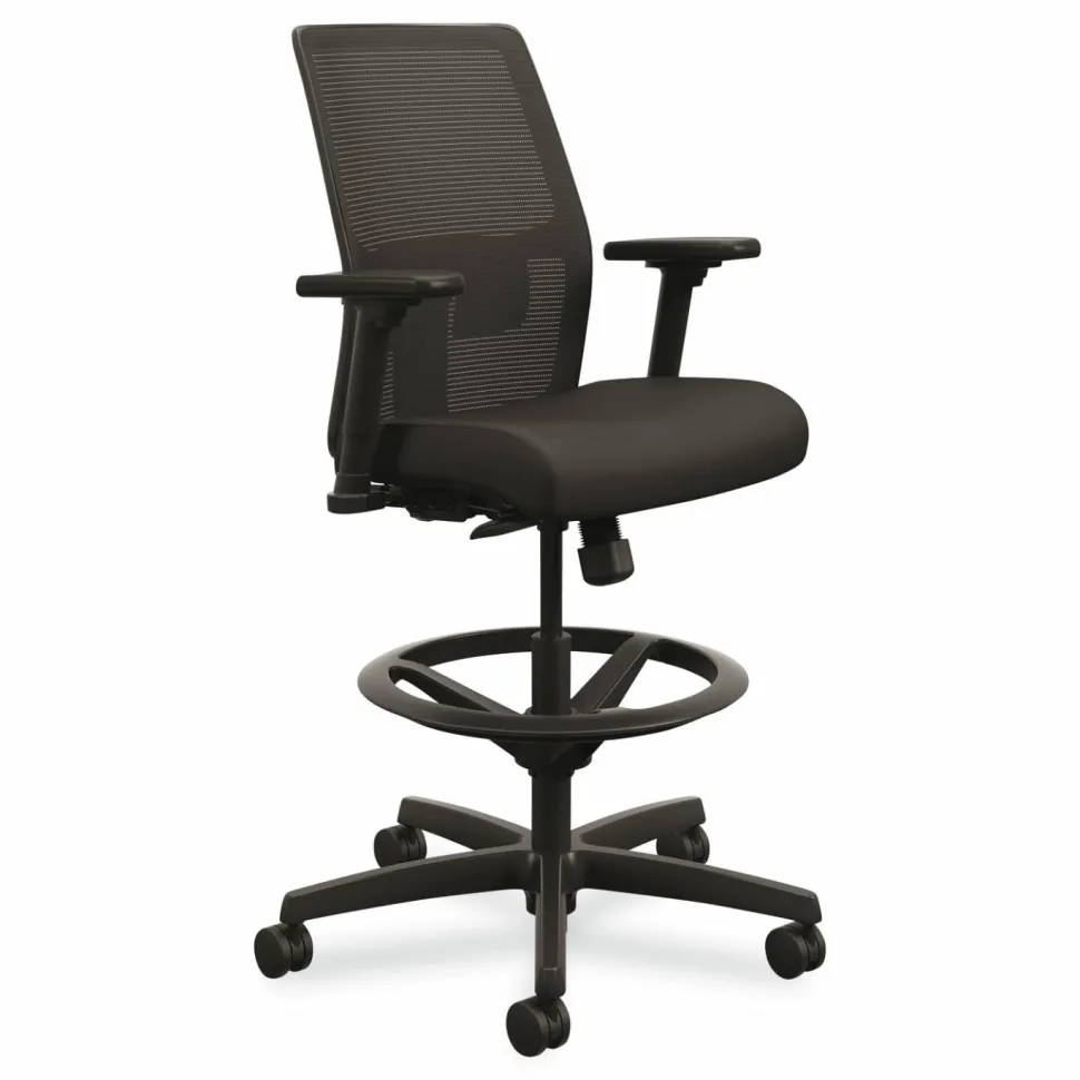 HON Ignition 2.0 Ilira Stretch Mesh Back Task Stool, Supports Up to 300 lb, 23" to 32" Seat Height, Black