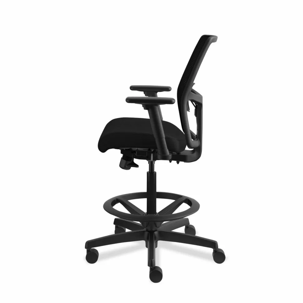 HON Ignition 2.0 Ilira Stretch Mesh Back Task Stool, Supports Up to 300 lb, 23" to 32" Seat Height, Black