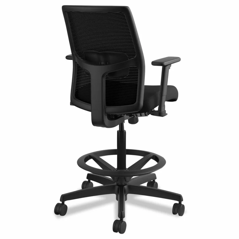 HON Ignition 2.0 Ilira Stretch Mesh Back Task Stool, Supports Up to 300 lb, 23" to 32" Seat Height, Black