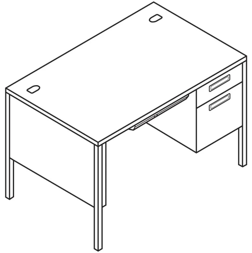 HON Metro Classic 48"W Single-Pedestal Computer Desk, Mahogany/Charcoal