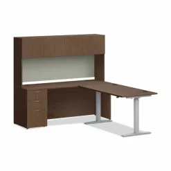 HON Mod Desk Hutch, 3 Compartments, 72w x 14d x 39.75h, Sepia Walnut