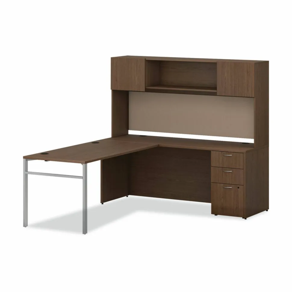 HON Mod Desk Hutch, 3 Compartments, 72w x 14d x 39.75h, Sepia Walnut
