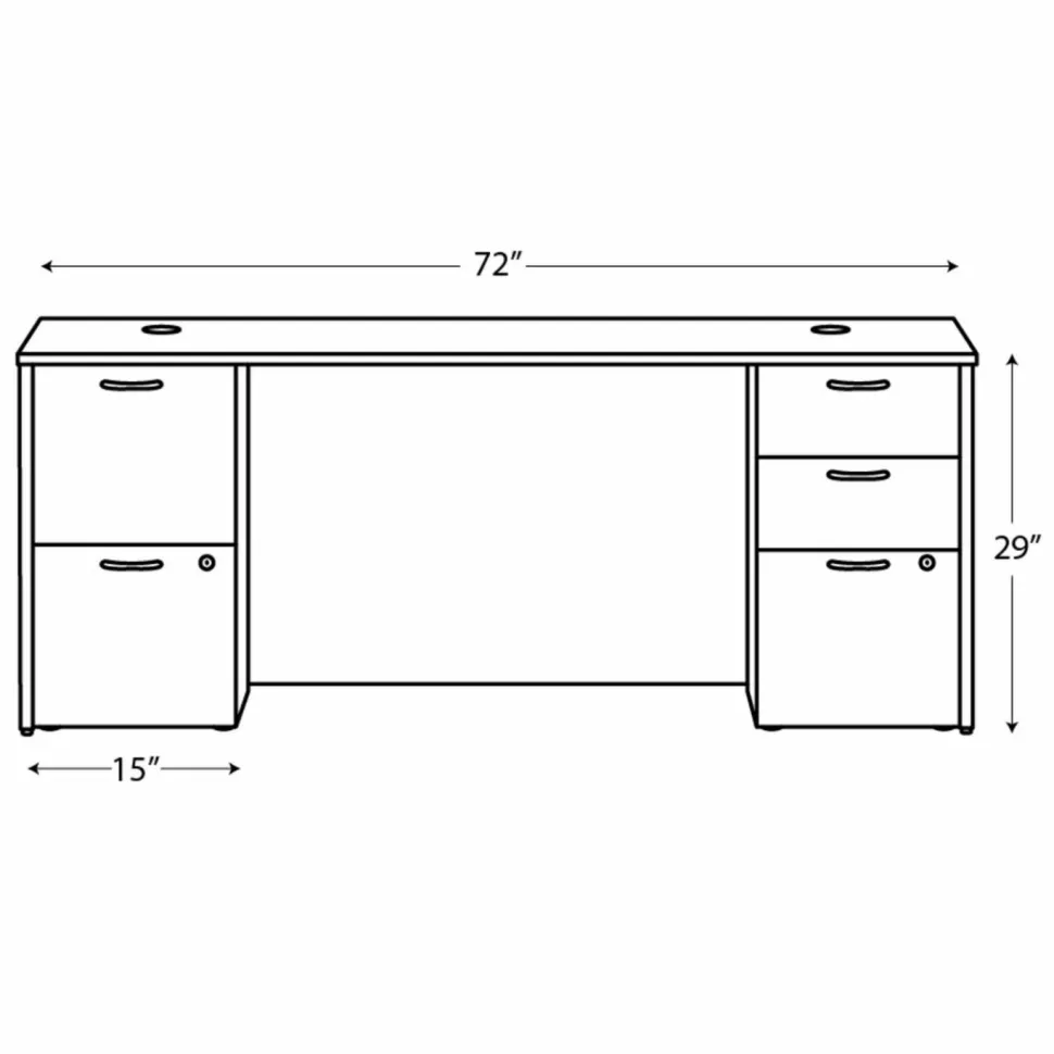 HON Mod Double Pedestal Desk Bundle, 72" x 30" x 29", Traditional Mahogany