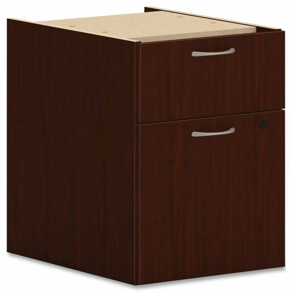 HON Mod Hanging Pedestal, Left or Right, 2-Drawers: Box/File, Legal/Letter, Traditional Mahogany, 15" x 20" x 20"