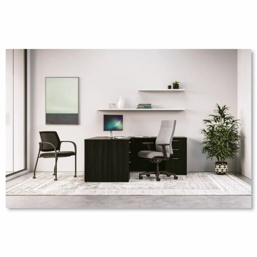HON Mod L-Station Double Pedestal Desk Bundle, 60" x 72" x 29", Java Oak