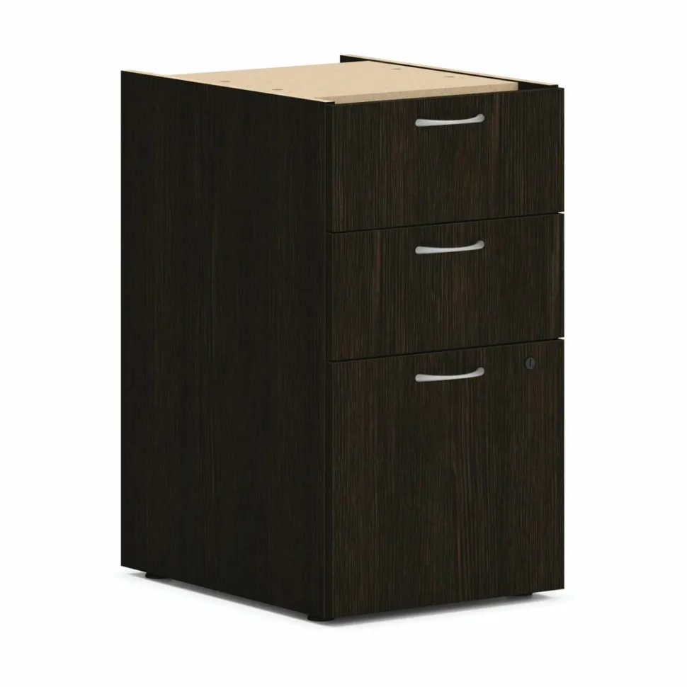 HON Mod Single Pedestal Desk Bundle, 60" x 30" x 29", Java Oak