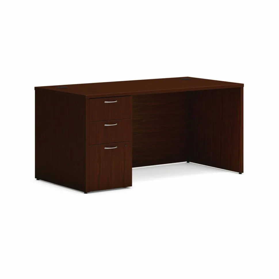 HON Mod Single Pedestal Desk Bundle, 60" x 30" x 29", Traditional Mahogany