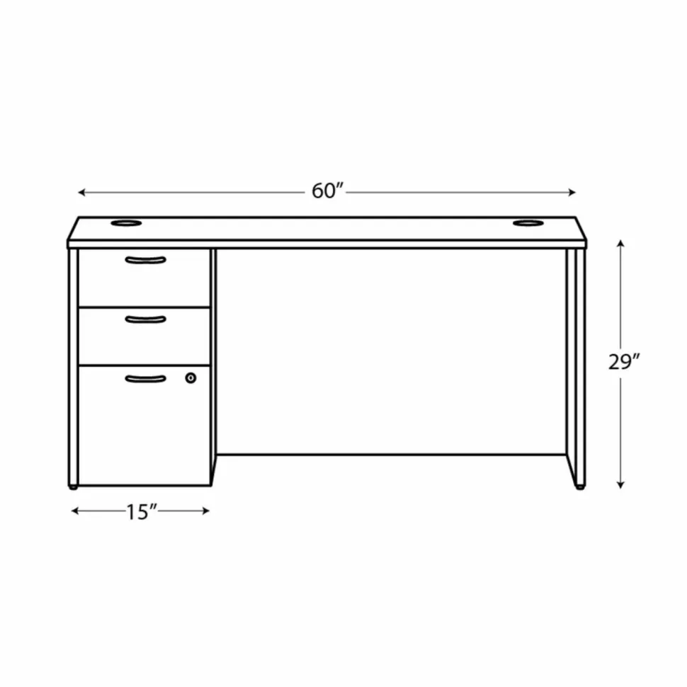 HON Mod Single Pedestal Desk Bundle, 60" x 30" x 29", Traditional Mahogany