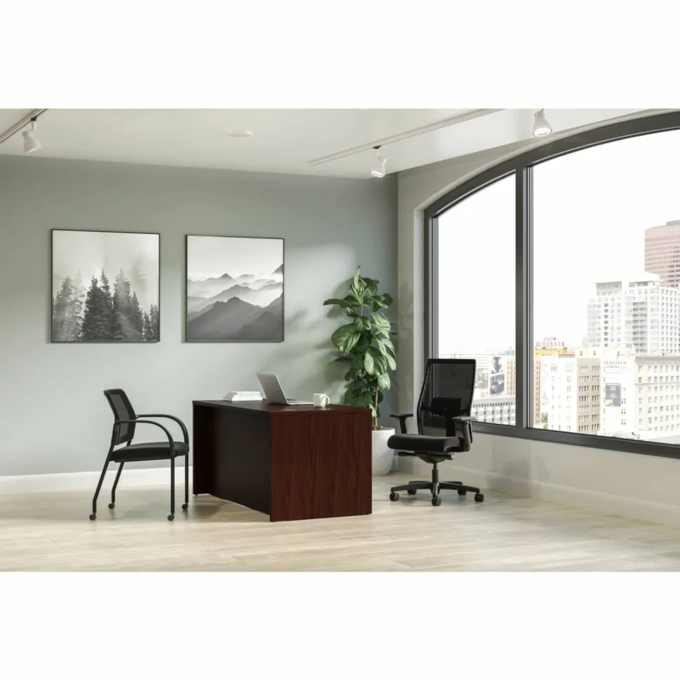 HON Mod Single Pedestal Desk Bundle, 60" x 30" x 29", Traditional Mahogany