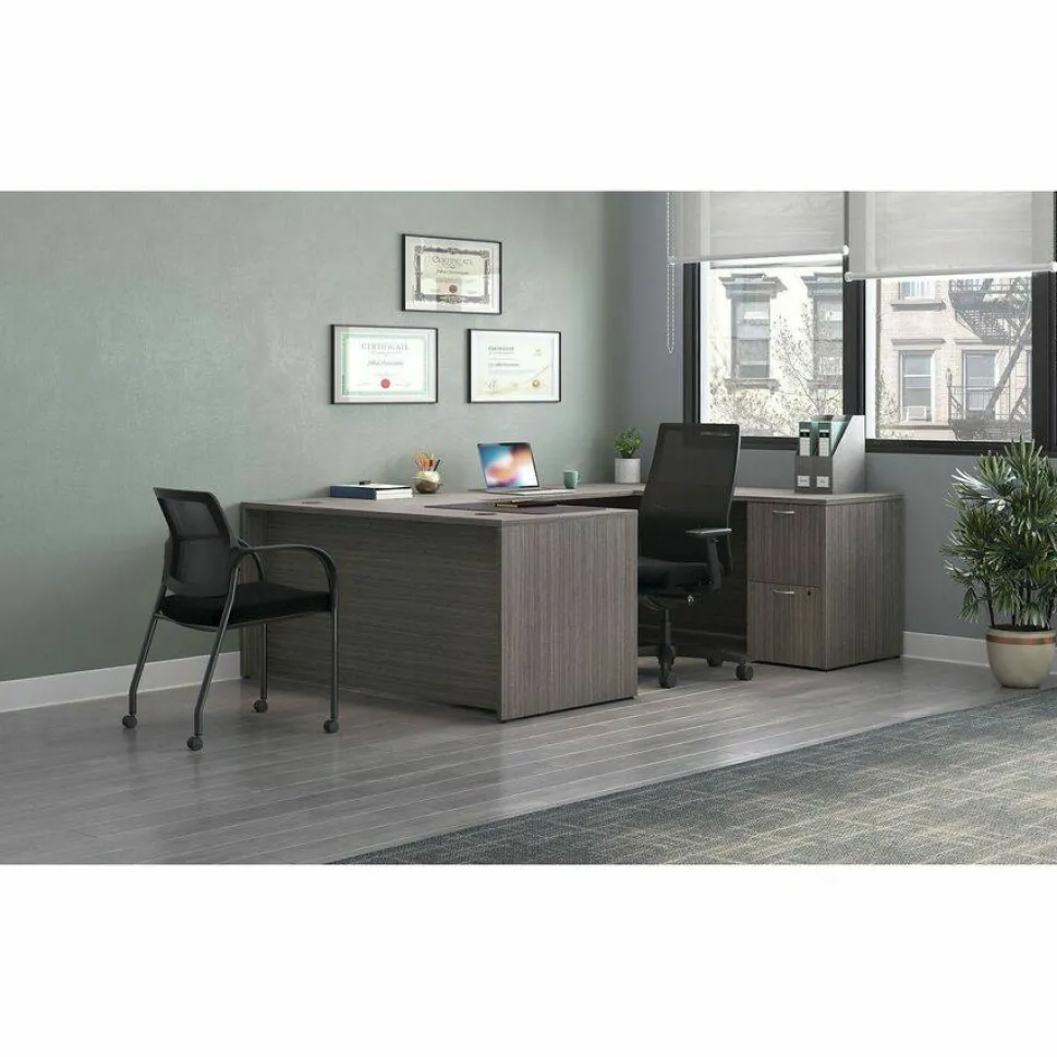 HON Mod Support Pedestal, Left or Right, 2 Legal/Letter-Size File Drawers, Slate Teak, 15" x 20" x 28"