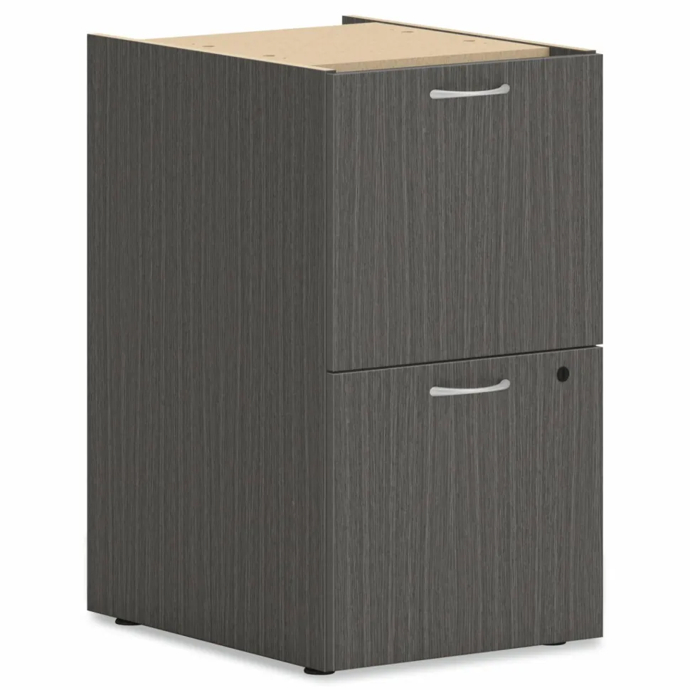 HON Mod Support Pedestal, Left or Right, 2 Legal/Letter-Size File Drawers, Slate Teak, 15" x 20" x 28"