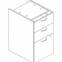 HON Mod Support Pedestal, Left or Right, 3-Drawers: Box/Box/File, Legal/Letter, Slate Teak, 15