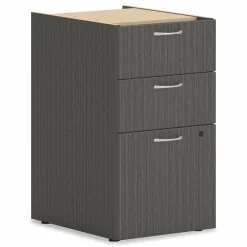 HON Mod Support Pedestal, Left or Right, 3-Drawers: Box/Box/File, Legal/Letter, Slate Teak, 15