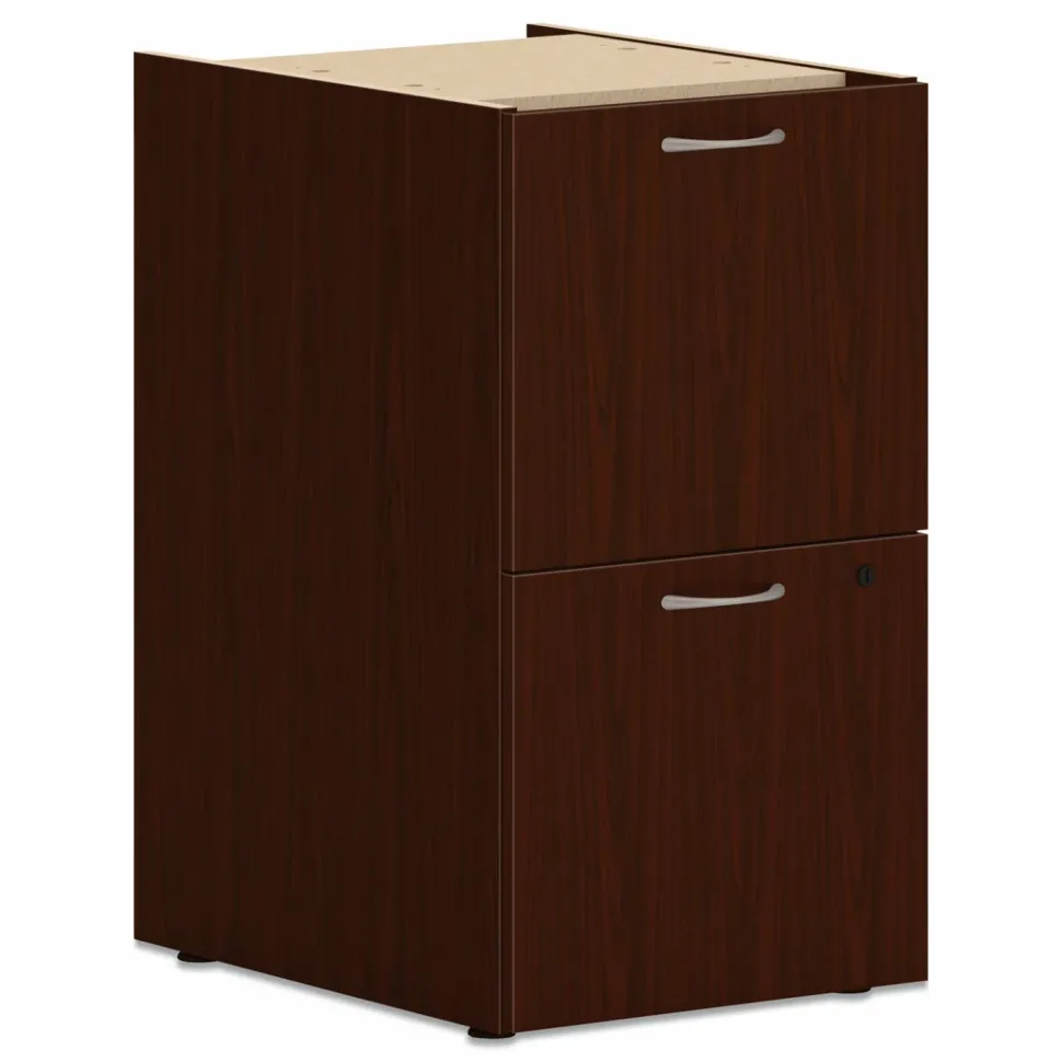 HON Mod Support Pedestal, Left or Right, 2 Legal/Letter-Size File Drawers, Traditional Mahogany, 15" x 20" x 28"