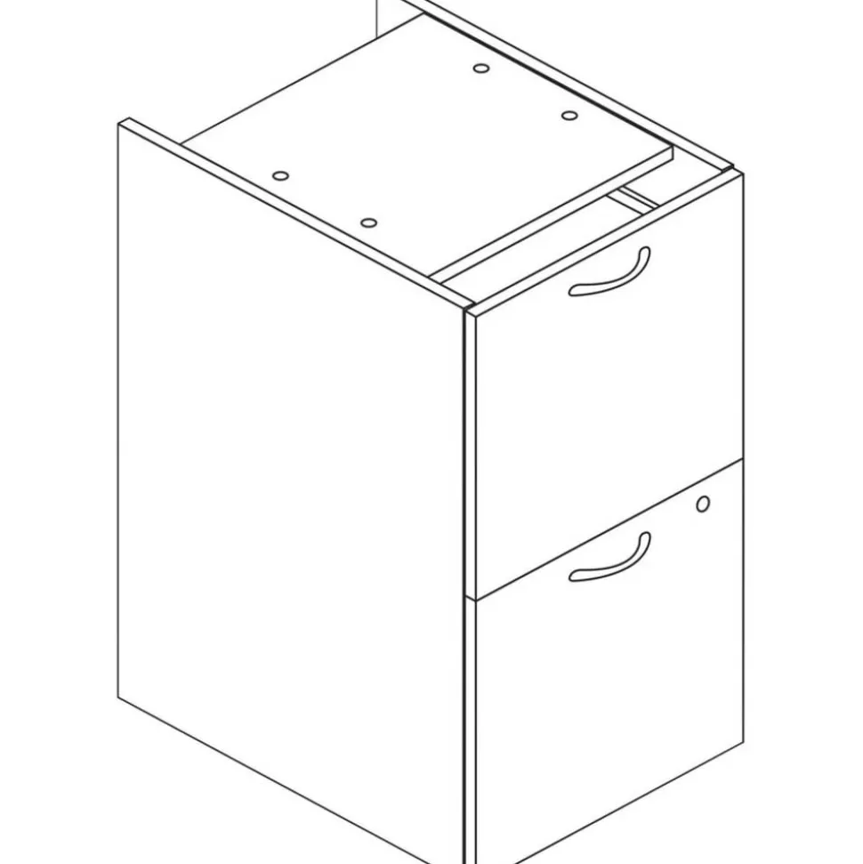 HON Mod Support Pedestal, Left or Right, 2 Legal/Letter-Size File Drawers, Traditional Mahogany, 15" x 20" x 28"