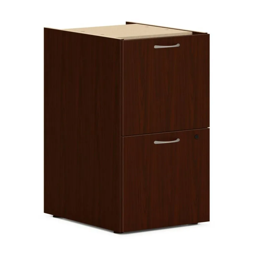 HON Mod Support Pedestal, Left or Right, 2 Legal/Letter-Size File Drawers, Traditional Mahogany, 15" x 20" x 28"